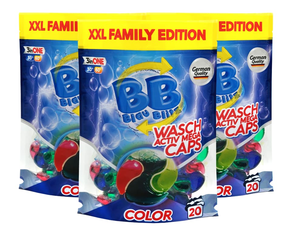 Pesukapslid igapäevaseks pesuks BLAU BLITZ COLOR — 20 tk – ShopDe.ee